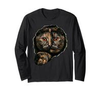 Bellissimo Gatto tartarugato con Occhi d'ambra Che sbirciano Attraverso Maglia a Manica