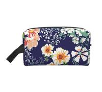 Bellissimo giardino fiorito, floreale, petali, foglie, prato, arancione, organizer per cosmetici di grande capacità, borsa da viaggio per il trucco da donna