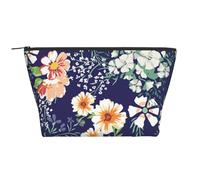 Bellissimo giardino fiorito Petalo floreale Foglie Prato Arancione, Borsa da toilette Borsa per trucco Borsa per cosmetici Borsa da toilette da viaggio portatile