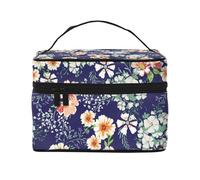 Bellissimo giardino fiorito Petalo floreale Foglie Prato Arancione, Borsa per il trucco Borsa per cosmetici Borsa da viaggio portatile da viaggio Astuccio per matite