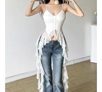 Bellissimo gilet donna con volant con motivo gotico in pizzo per l'estate