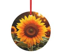 Bellissimo girasole 1 stampa vacanza ciondolo ornamento in metallo - Ciondolo rotondo in alluminio per Natale, decorazione per la casa e il negozio