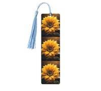 Bellissimo girasole con 4 stampe, 5 segnalibri in legno per uomini e donne, segnalibri con nappa, segnalibri regali per gli amanti dei libri