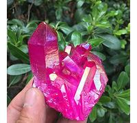 Bellissimo grappolo di cristalli di fiamma rossa Placcatura di cristalli naturali Cluster di cristalli rivestiti in titanio Cristallo da 120-140 g decorazione della stanza