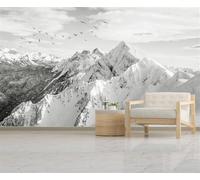 Bellissimo Inverno Bianco Montagne Innevate Uccelli 3D Carta Da Parati Facile Installare Mobili Sfondi Ufficio Divano Camera Letto Sfondo Decorazione Murale-200cm×140cm