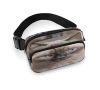 Bellissimo marsupio con gatto siamese con cinghia regolabile, alla moda, per sport all'aria aperta, escursionismo, bianco, 20 x 13 cm, marsupio stampato