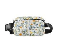 Bellissimo marsupio da donna con motivo floreale selvatico con cinturino regolabile, mini tasca per allenamento e corsa, adorabile Wildfloral-3, 8" x 5.3" x 2.3"/20 x 13 x 6cm, Adorabile Wildfloral-3,