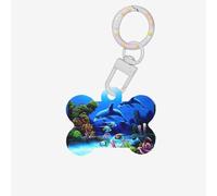 Bellissimo mondo sottomarino delfini stampa corallo 1 pz Dog Bone ID tag double face con portachiavi artigianale per animali domestici