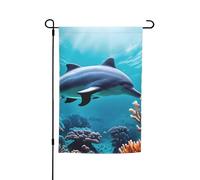 Bellissimo mondo subacqueo delfini stampa corallo bandiere da giardino resistenti allo sbiadimento bandiera per tutte le stagioni decorazione esterna cortile per portici