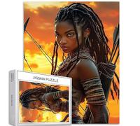 Bellissimo nero femminile guerriero 1000 pezzi puzzle per adulti tramonto sfondo arte puzzle impegnativo giochi di attività familiari colorato fai da te puzzle per la decorazione della casa regali 50