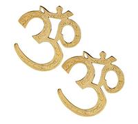 Bellissimo Om in ottone, Om / Aum da appendere, con incisione, Om placcato oro, ottone colato a mano, accessorio decorativo, prezioso accessorio da collezione e meditazione - simbolo OM - 1 coppia (quantità: 2), 17 cm