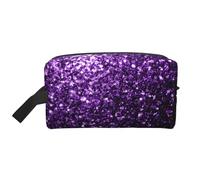 Bellissimo organizer per cosmetici di grande capacità, glitter viola, borsa da viaggio per il trucco da donna