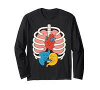 Bellissimo Organo Cardiaco Anatomia del Corpo Umano Maglia a Manica