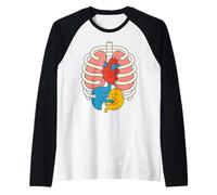 Bellissimo Organo Cardiaco Anatomia del Corpo Umano Maglia con Maniche Raglan