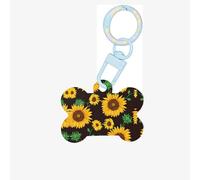 Bellissimo ornamento acrilico a forma di osso di cane con stampa di girasole,Medagliette per cani Ornamento personalizzato per animali domestici, Portachiavi a forma di osso identificativo
