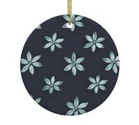 Bellissimo ornamento rotondo in ceramica a forma di camelia con stampa fronte/retro per decorazioni da appendere durante le festività