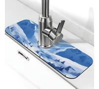 Bellissimo paesaggio montagne innevate Rubinetto Mat per lavello da cucina Splash Guard 14,9 cm × 38,1 cm Diatomite Tappetino ad asciugatura rapida Vassoio per lavello Super Assorbente Rubinetto
