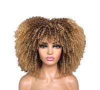 Bellissimo Parrucca afro riccia con frangia sintetica for donne nere Parrucche ricci corte resistenti al calore