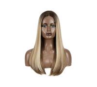 Bellissimo Parrucca Bob senza colla da 22" con capelli sintetici lisci for cosplay, parrucca anteriore in pizzo donna
