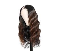 Bellissimo Parrucca con parte a V in evidenza dell'onda del corpo for capelli umani a densità 220 Clip a forma di in mezze parrucche(28inches)
