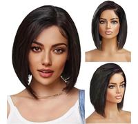 Bellissimo Parrucca corta diritta da donna Acconciatura naturale quotidiana