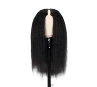 Bellissimo Parrucca diritta con parte a V for donne nere Parrucche for capelli umani senza colla a 250 densità Nero naturale(20inches)