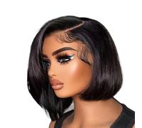Bellissimo Parrucche frontali in pizzo con capelli umani lisci corti Bob densità 13x6 HD(16inches)