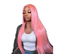 Bellissimo Parrucche frontali in pizzo rosa lisci for capelli umani 13X4 HD 220 densità prepizzicate(18inches)