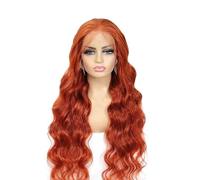 Bellissimo Parrucche frontali in pizzo trasparente HD 13x4 con capelli umani color zenzero, densità 200, pre pizzicate for le donne(32inches)