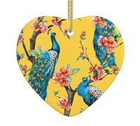 Bellissimo pavone da appendere in ceramica a forma di cuore cartello da parete placca regalo amici felice regali di Natale casa Dector