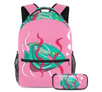 Bellissimo pesce eleva il tuo gioco di ritorno a scuola con il nostro set di 2 zaini per bambini, perfetto per ragazzi ragazze adolescenti, Multicolore#01, B：29.4x20x40cm P：19x7.5x3.8cm, Zaini