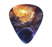 Bellissimo plettro per chitarra stampato a forma di galassia, 12 pezzi, in una scatola, che rende il suono limpido per ukulele, chitarra acustica, basso elettrico (0,46 0,71 0,96 mm)