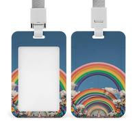Bellissimo porta badge arcobaleno con cordino staccabile, design impermeabile per ufficio, posto di lavoro
