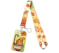 Bellissimo porta badge con cinturino Capybaras cordino con portachiavi per donne insegnante infermiera dottore studente capybara cordini portachiavi bellissimo collo cartone animato animale porta