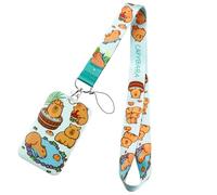 Bellissimo porta badge con cinturino Capybaras cordino con portachiavi per donne insegnante infermiera dottore studente capybara cordini portachiavi bellissimo collo cartone animato animale porta