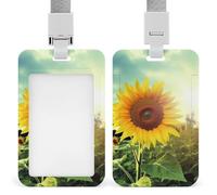 Bellissimo porta badge con girasole, con cordino staccabile, design impermeabile, per ufficio, posto di lavoro