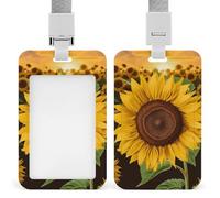 Bellissimo porta badge con girasole con cordino staccabile, porta carte d'identità verticale, custodia in plastica impermeabile per nome, per lavoro, ufficio, insegnante, infermiera, dottore