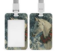 Bellissimo porta badge identificativo a forma di cavallo bianco, con clip retrattile, protezione per nome, targhetta per nome, per lavoro, ufficio, dottore, infermiera