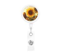 Bellissimo porta badge retrattile a forma di girasole, resistente, con clip per cintura, cordini retrattili, porta carte d'identità, portachiavi, clip per badge per ufficio, infermiere, dipendenti