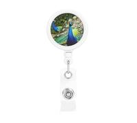 Bellissimo porta badge retrattile a forma di pavone, resistente, retrattile, con clip per cintura, clip per badge identificativo, portachiavi, porta carta d'identità, per infermiere, insegnanti