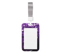 Bellissimo porta badge viola glitterato con cordino verticale in plastica con finestra trasparente impermeabile protezione per carte d'identità da lavoro per infermieri insegnanti ufficio