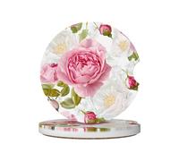 Bellissimo portabicchieri per auto con stampa di rose rosa, sottobicchieri in ceramica con base in sughero per casa, cucina, ufficio, feste, decorazioni per la tavola, accessori per auto, confezione d
