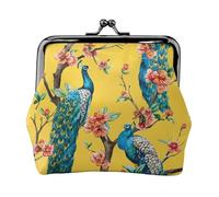 Bellissimo portafoglio da viaggio minimalista con stampa di pavone, piccola custodia per escursioni ed escursioni all'aperto, Nero , Taglia unica, Portamonete