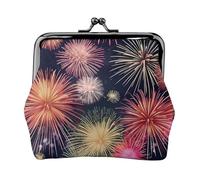 Bellissimo portafoglio da viaggio minimalista con stampa fuochi d'artificio, piccola custodia per escursioni ed escursioni all'aperto, Nero , Taglia unica, Portamonete