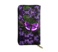 Bellissimo portafoglio lungo in pelle con stampa farfalla viola - Portafoglio personalizzato alla moda, scomparti multipli per schede, regalo pronto, nero, Taglia unica