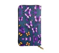Bellissimo portafoglio lungo in pelle viola con stampa farfalla - Portafoglio personalizzato alla moda, scomparti multipli per carte, pronto regalo, nero, Taglia unica