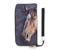 Bellissimo portafoglio sottile con cavallo della baia per le donne borsa lunga carino pochette da polso borsa porta carte, Stile:, 20x10.5cm