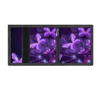 Bellissimo portafoglio viola a tre ante per uomo e donna, sottile, con protezione RFID, 8 scomparti per carte, 1 scomparto per banconote e 1 finestra per documenti, portafogli tascabili, tasca per m