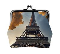 Bellissimo portamonete compatto con stampa Torre Eiffel Parigi, 11,5 x 10,5 cm, grazioso mini portafoglio con chiusura a bacio, custodia impermeabile