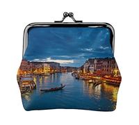 Bellissimo portamonete piccolo con stampa paesaggistica sul Canal Grande Portamonete in pelle con chiusura a bacio Portafoglio portamonete Regali per uomo Donna